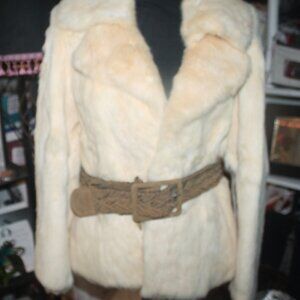 Vintage Dino Ricco Hong Kong Cream Genuine Rabbit Fur Coat S